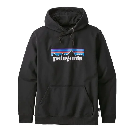 Unisex Patagonia Black Pullover Hoodie P-6 Uprisal Logo Sz S RA10051 EUC fleece - Picture 1 of 8